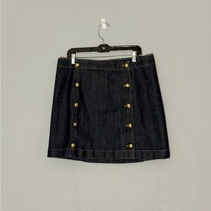 Michael Kors Navy Denim Skirt with Gold Accents